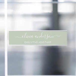 Sage Groen Minimalistisch Modern Monogram Elegant Deurbordje