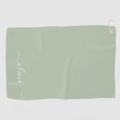 Sage Groen Minimalistisch Modern Monogram Elegant Golfhanddoek (Horizontaal)