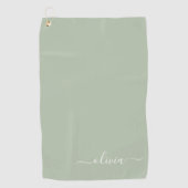 Sage Groen Minimalistisch Modern Monogram Elegant Golfhanddoek (Voorkant)