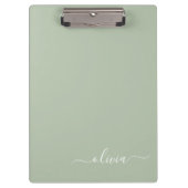 Sage Groen Minimalistisch Modern Monogram Elegant Klembord (Voorkant)