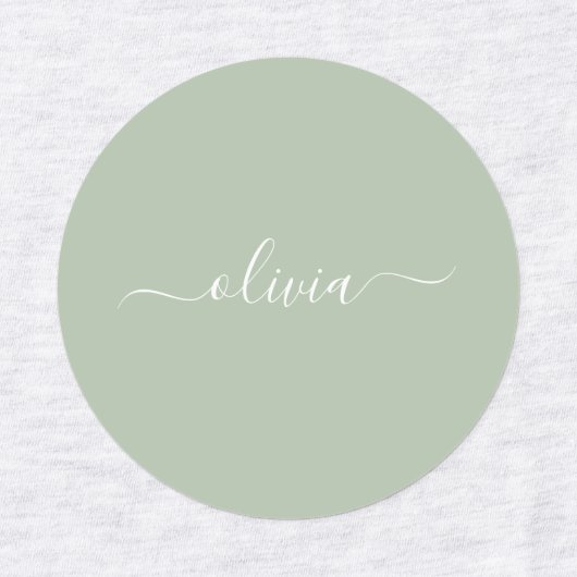 Sage Groen Minimalistisch Modern Monogram Elegant Labels (Design 2)