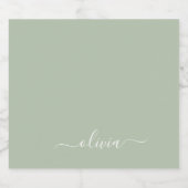 Sage Groen Minimalistisch Modern Monogram Elegant Likeurfles Etiket (Enkel label)