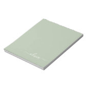 Sage Groen Minimalistisch Modern Monogram Elegant Notitieblok (Gedraaid)