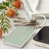 Sage Groen Minimalistisch Modern Monogram Elegant Sleutelhanger (Voorkant Rechts)