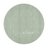 Sage Groen Minimalistisch Modern Monogram Elegant Snijplank (Voorkant)