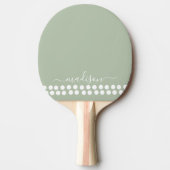 Sage Groen Minimalistisch Modern Monogram Elegant Tafeltennisbatje (Voorkant)