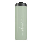 Sage Groen Minimalistisch Modern Monogram Elegant Thermosbeker (Voorkant)