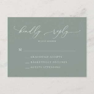 Sage Groen Minimalistische Bruiloft RSVP Briefkaart