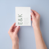 Sage Groen Modern Budget Monogram Bruiloft Flyer (Hand)