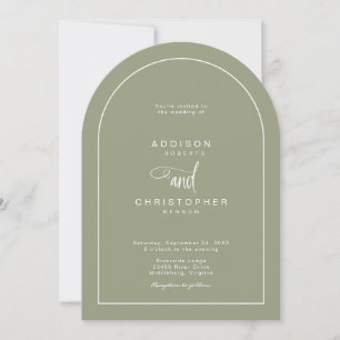 Sage Groen Modern Minimalistisch Script Bruiloft Kaart