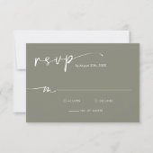 Sage Groen Modern Minimalistisch Script Bruiloft RSVP Kaartje (Voorkant)