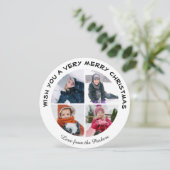 Sage Groen Modern Script 4 Foto Minimalistische Ci Feestdagenkaart (Staand voorkant)