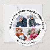 Sage Groen Modern Script 4 Foto Minimalistische Ci Feestdagenkaart (Voorkant)