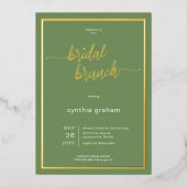 Sage Groen Moderne Minimale Bruidsbrunch Folie Uitnodiging (Voorkant)