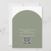 Sage groen moderne typografie boog bruiloft + QR Kaart (Achterkant)