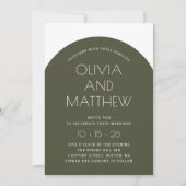 Sage groen moderne typografie boog bruiloft + QR Kaart (Voorkant)