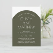 Sage groen moderne typografie boog bruiloft + QR Kaart (Staand voorkant)