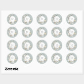 Sage Groen Monogram Boho Bloemen Gepersonaliseerd Ronde Sticker (Vel)