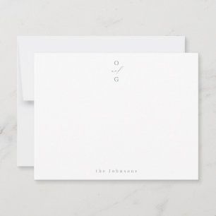 Sage Groen monogram eenvoudig gepersonaliseerd bri Notitiekaartje