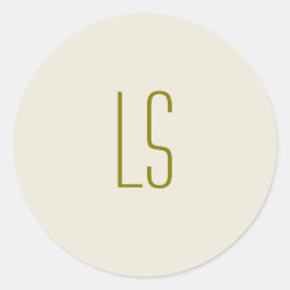 Sage groen monogram initiaal eenvoudig ronde sticker