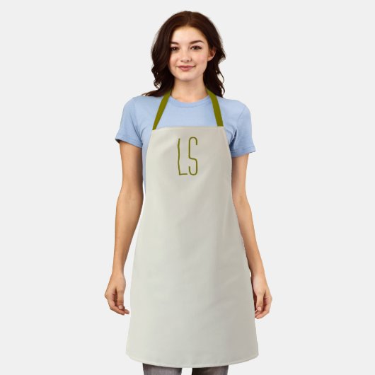 Sage groen monogram initiaal eenvoudig schort (Gedragen)