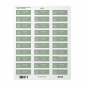Sage groen monogram initialen krans retouradres etiket (Full Sheet)
