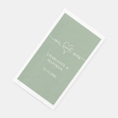 Sage groen mr mrs hart script eenvoudige bruiloft servet (Hoek)