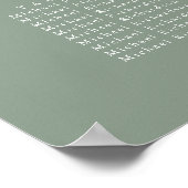 Sage Groen Olijfblad Bruiloft 20 Tafel Zitplaatsen Poster (Hoek)