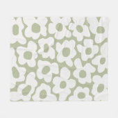 Sage Groen Retro Groovy Baby Bloemen Patroon Fleece Deken (Voorkant (Horizontaal))