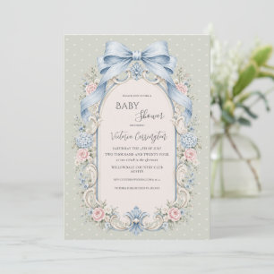 Sage Groen Roze Bloemige Vintage Baby Shower Kaart
