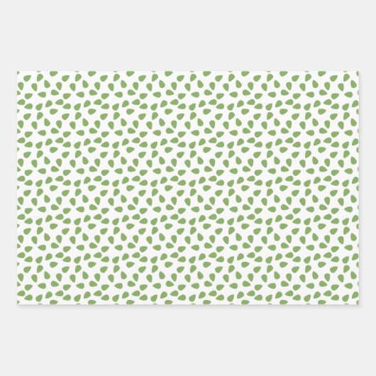 Sage Groen schattige bloemen Bladeren patroon Wit  Inpakpapier Vel (Voorkant 3)