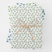 Sage Groen schattige bloemen Bladeren patroon Wit  Inpakpapier Vel (In situ)