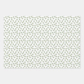 Sage Groen schattige bloemen Bladeren patroon Wit  Inpakpapier Vel (Voorkant)