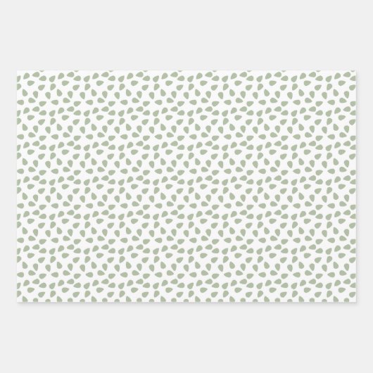 Sage Groen schattige bloemen Bladeren patroon Wit  Inpakpapier Vel (Voorkant)