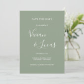 Sage Groen Script Bruiloft Sla de datum op Save The Date (Staand voorkant)