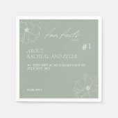 Sage Groen Script Floral Fun Facts Bruiloft Servet (Voorkant)