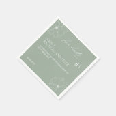 Sage Groen Script Floral Fun Facts Bruiloft Servet (Hoek)
