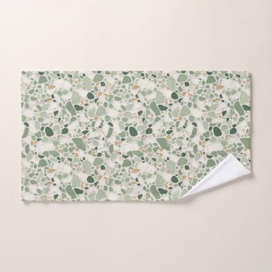 Sage groen Terrazzo effect Bad Handdoek (Handdoek)