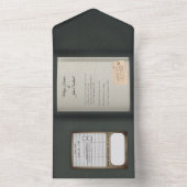 Sage Groen Verguld Boek Bruiloft Uitnodiging (Binnen)