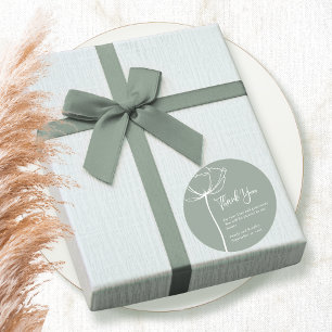 Sage Groen Vet Minimale Bloemen Bruiloft Bedankt Ronde Sticker