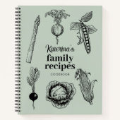 Sage Groen  Voedsel Schetsen Recept Notitieboek (Voorkant)