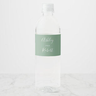 Sage groen waterflesetiket, bruiloft water b waterfles etiket