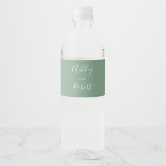 Sage groen waterflesetiket, bruiloft water b waterfles etiket