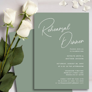Sage Groen Whimsical Script Chique repetitie diner Kaart