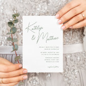 Sage Groen Whimsical Script Minimalistische Bruilo Kaart
