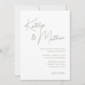 Sage Groen Whimsical Script Minimalistische Bruilo Kaart (Voorkant)