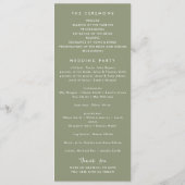 Sage Groen Wit 1 Foto Bold Minimalist Wedding Programma (Achterkant)