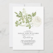 Sage Groen Wit Bloemen Boho Bruiloft Kaart (Voorkant)