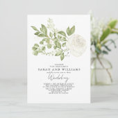 Sage Groen Wit Bloemen Boho Bruiloft Kaart (Staand voorkant)