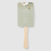 Sage Groen & Wit | Bloemen Waterverf bruiloft Handwaaier (Voorkant)